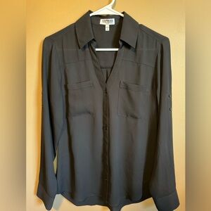 Express Black Button-Up Tank Top